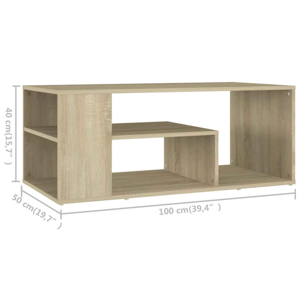 Tavolino da CaffÃ¨ Rovere Sonoma 100x50x40 cm in Truciolato cod mxl 12398