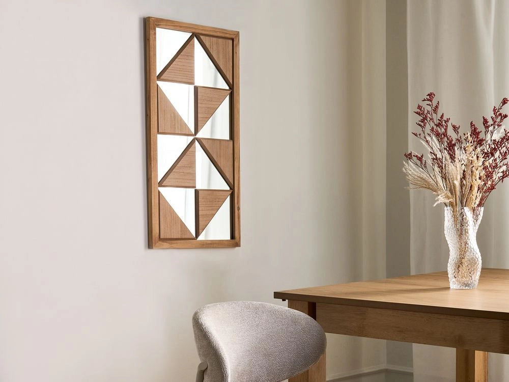 Decorazione da parete con specchio Cornice in legno marrone chiaro Specchio decorativo Camera da letto Soggiorno Corridoio Stile moderno