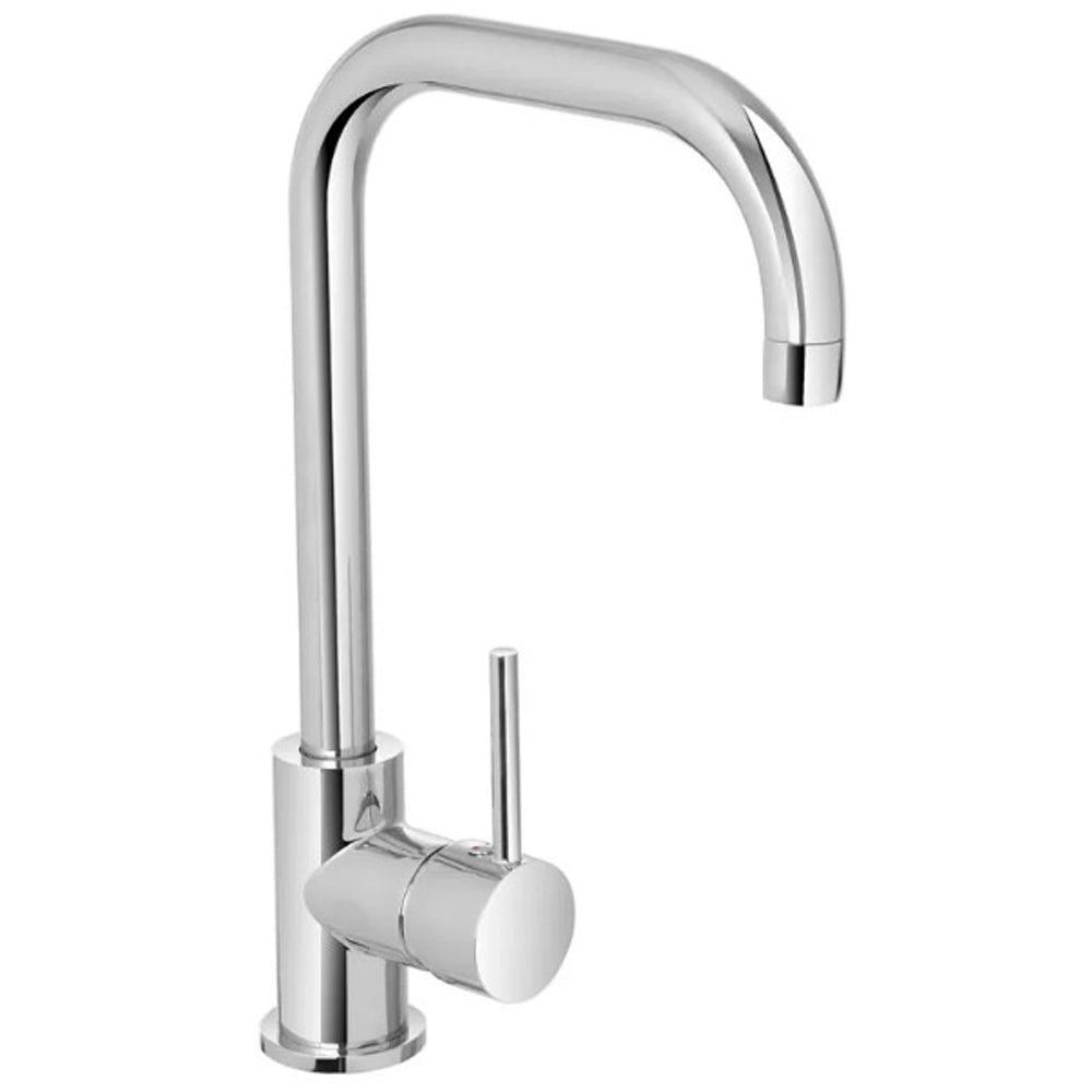MISCELATORE RUBINETTO LAVELLO CUCINA IN OTTONE CROMATO CANNA SVEDESE SERIE KITCHEN FERIDRAS