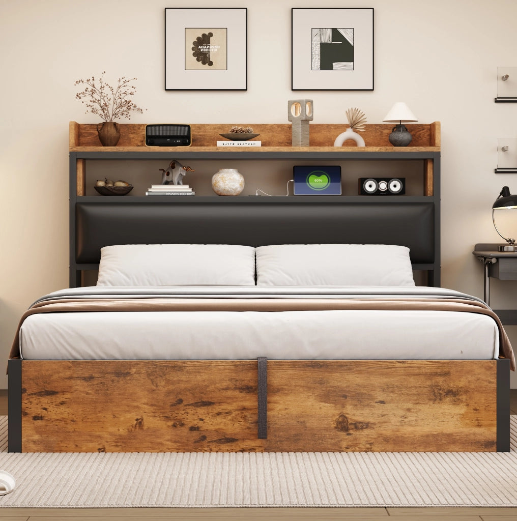 Letto matrimoniale 180x200 con contenitore idraulico e USB