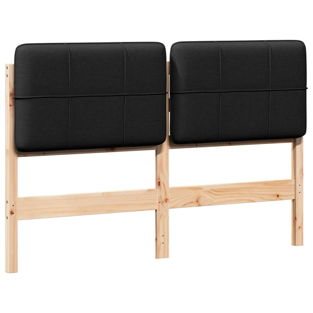 Testiera imbottita Marrone e Nero 120 cm Pino massello 880135