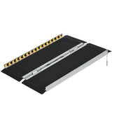 RAMPA PER SEDIA A ROTELLE PIEGHEVOLE IN ALLUMINIO CON DEFLETTORI E ADESIVI, 122X73.6X5.1 CM, NERO