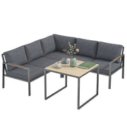 Set Giardino Esterno 3 Pezzi 5 Posti ¨C zephmum ¨C 2 Divani con Cuscini, Tavolino, 183x183x72, Grigio Scuro