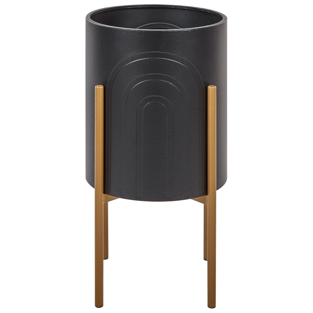 Portapiante in metallo nero 32 x 32 x 58 cm per interni ed esterni
