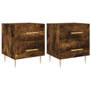 Set di 2 Comodini | Armadio da Notte | Mobiletto da notte Rovere Fumo 40x35x47,5 cm in Legno Multistrato