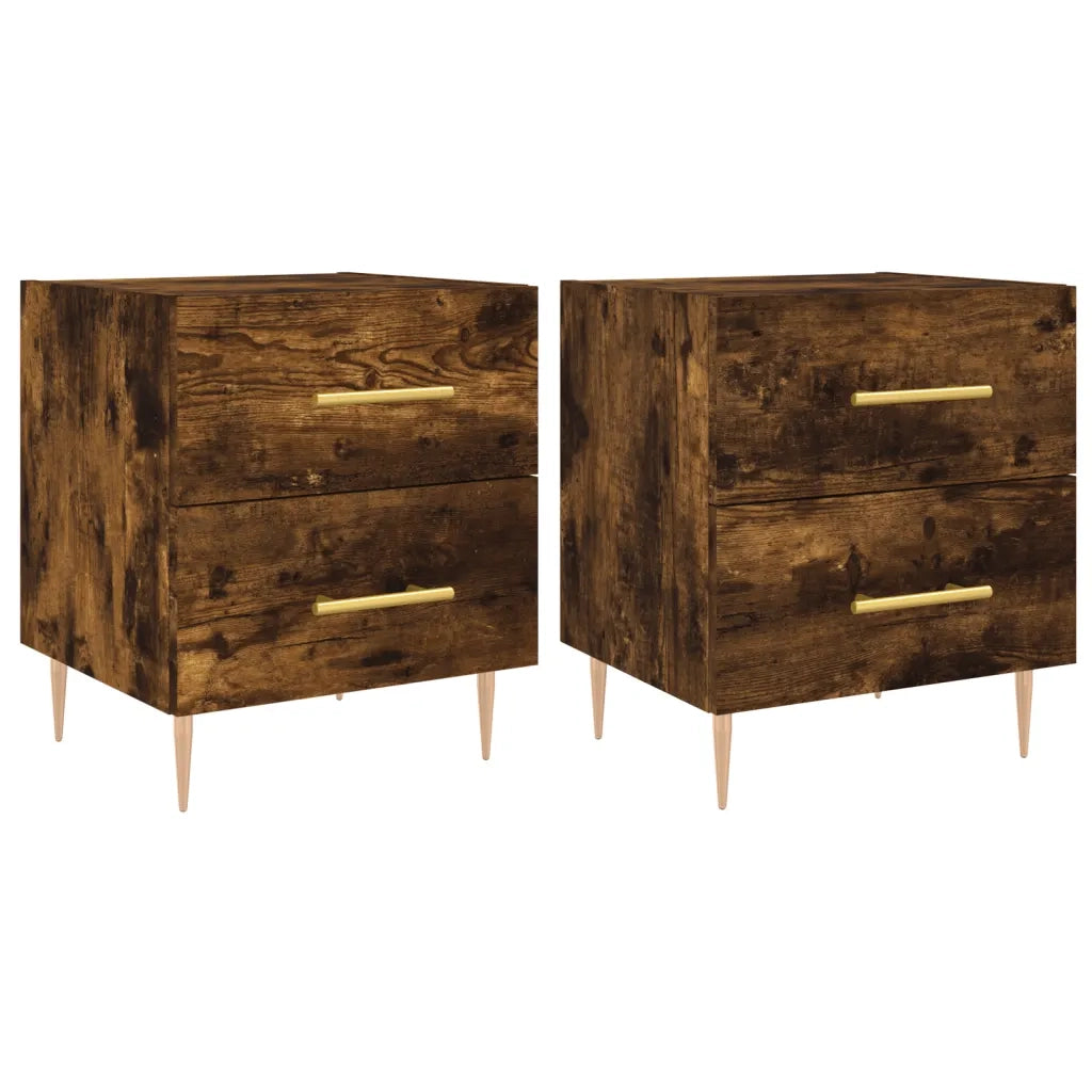 Set di 2 Comodini | Armadio da Notte | Mobiletto da notte Rovere Fumo 40x35x47,5 cm in Legno Multistrato