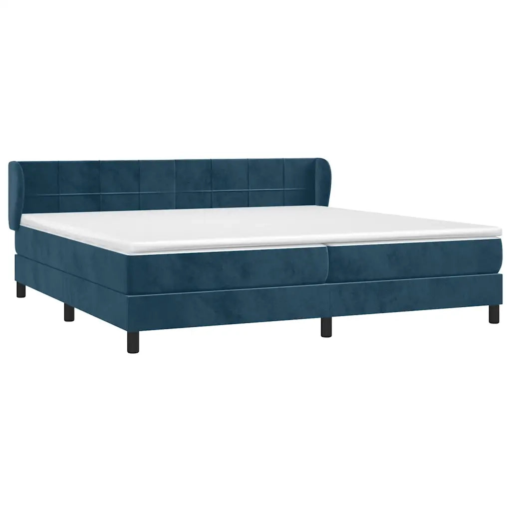 Giroletto a Molle con Materasso Blu Scuro 200x200 cm in Vellutocod mxl 122049