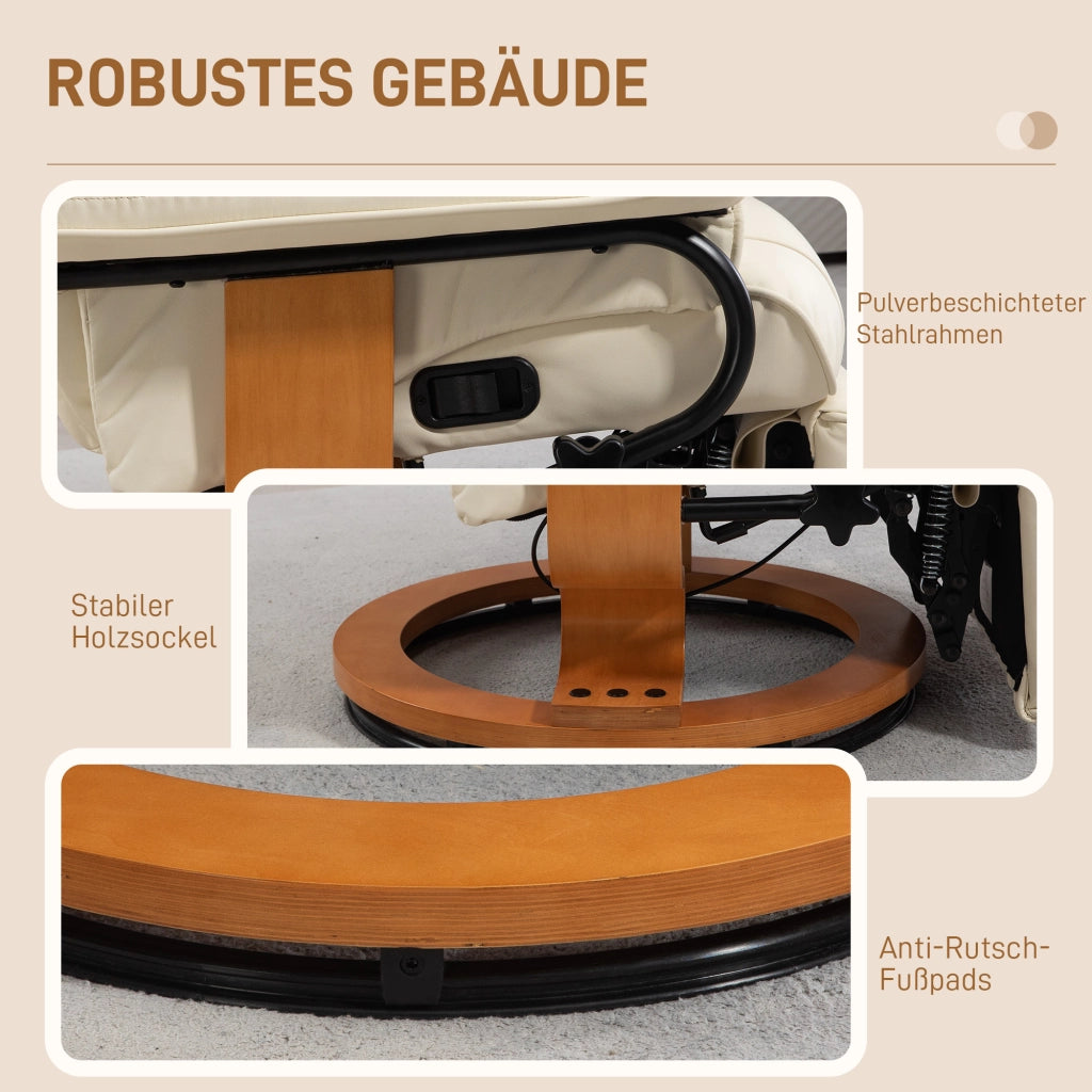 Poltrona relax girevole reclinabile in similpelle crema ¨C zephmum ¨C 150 kg