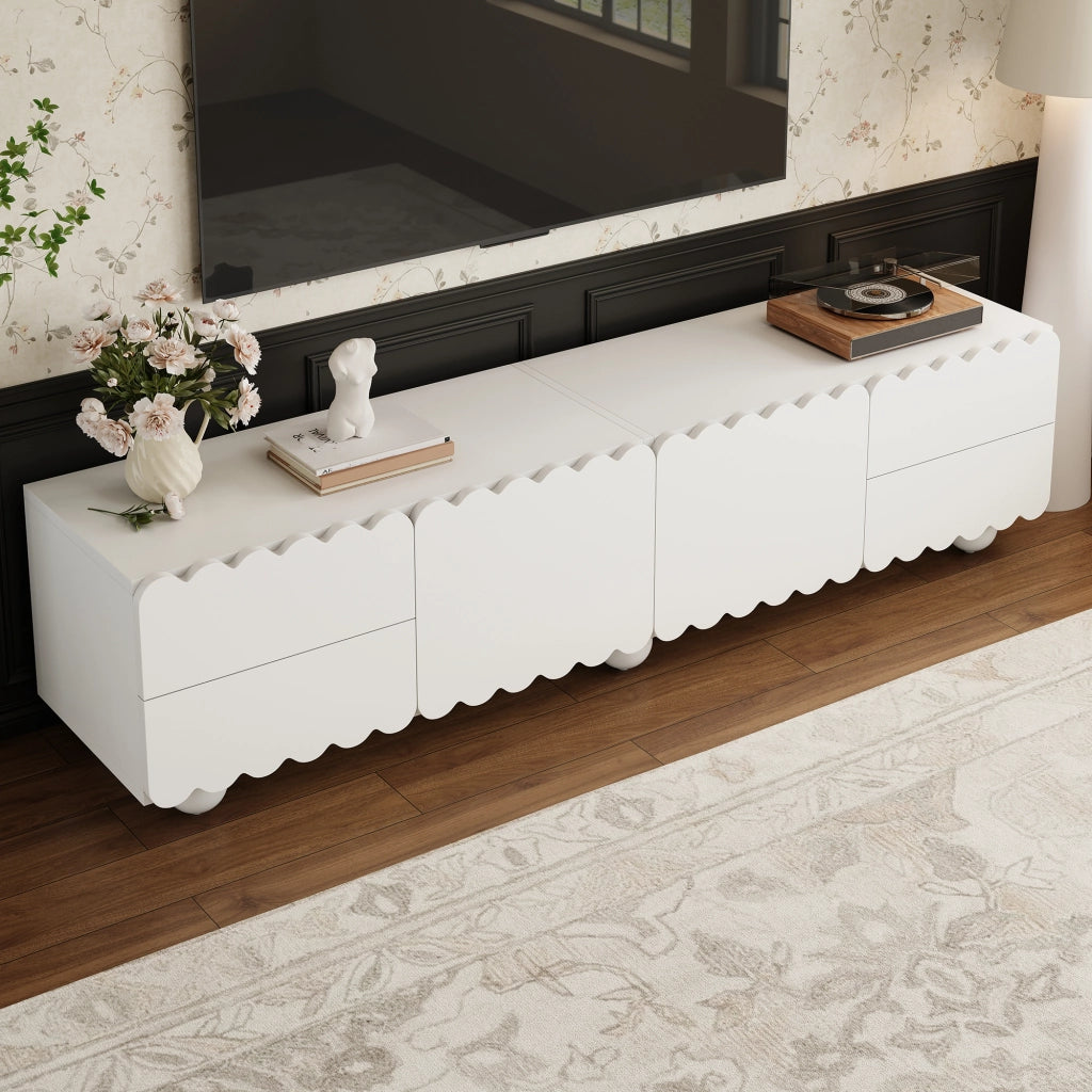 Cassettiera TV bianca in MDF e truciolare lunghezza 175 cm