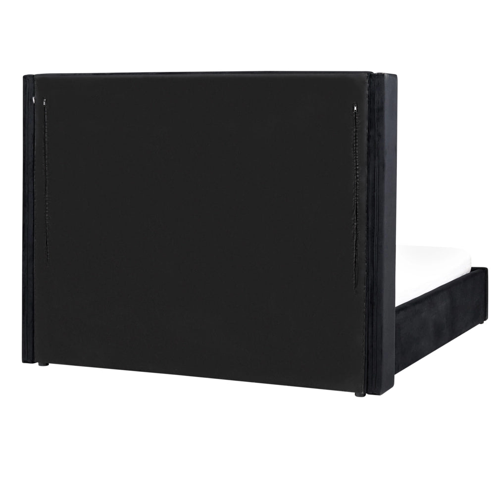 Letto contenitore velluto nero e argento 160 x 200 cm glamour elegante