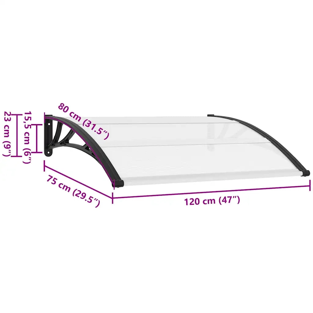 Pensilina per Porta Nera e Trasparente 120x75 cm in PC CFW8704204