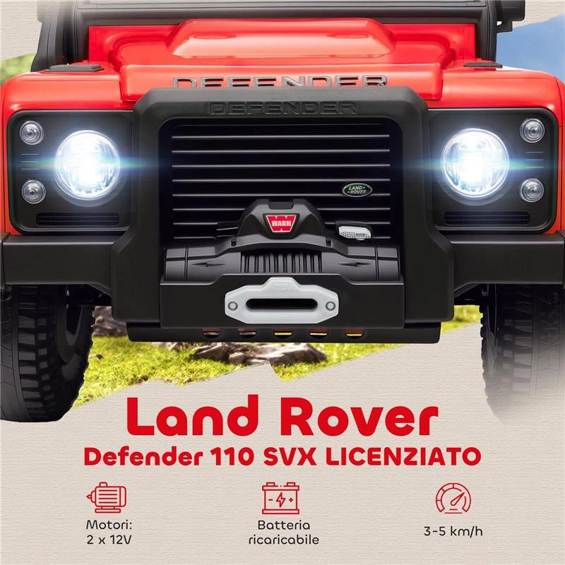 MACCHINA ELETTRICA PER BAMBINI 3-5 ANNI LAND ROVER OFFICIALE 12V CON TELECOMANDO, SOSPENSIONI, LUCI LED, ROSSO