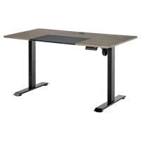 Scrivania Sollevabile a 4 Altezze con Regolazione Elettrica, Sistema Anticollisione, 140x70x72-116cm, Metallo Nero e Teak