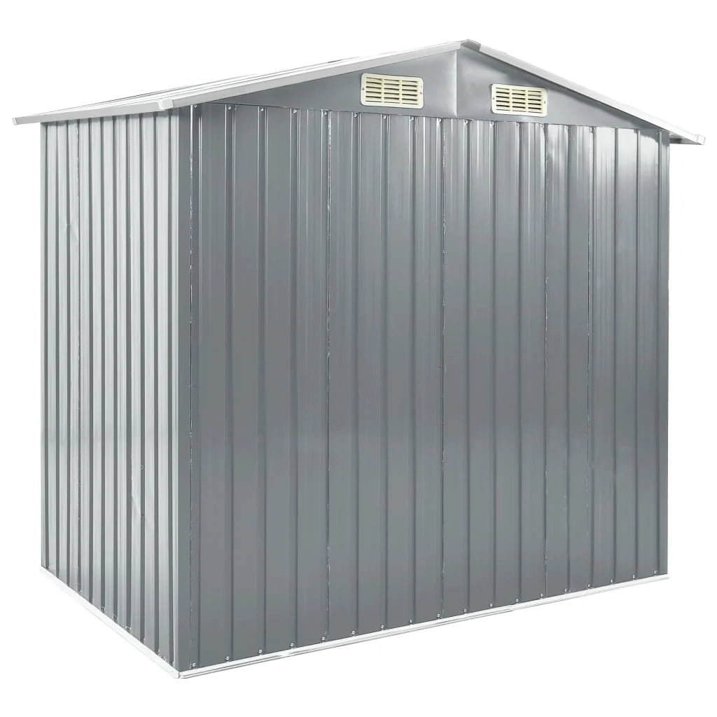 Casetta da giardino cabina ripostiglio casetta da esterno robusta casetta per attrezzi con ripiano 205 x 130 x 183 cm ferro grigio 02_0022223