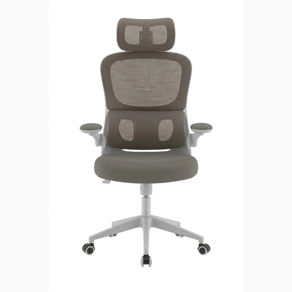 Sedia da Scrivania Ufficio ergonomica Con Poggiatesta imbottita Schienale a rete Bianca BUDAPEST
