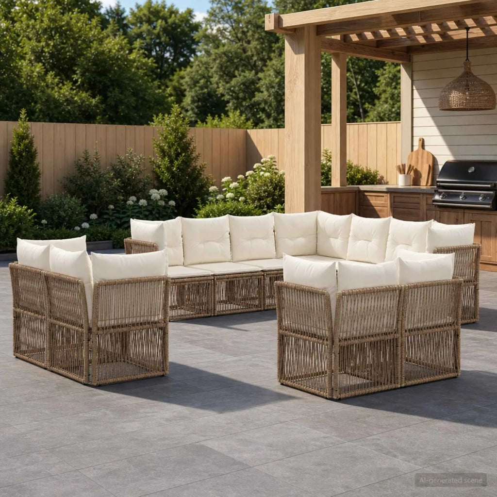 Set Divano da Giardino 11 pz Beige polyrattan 3434424