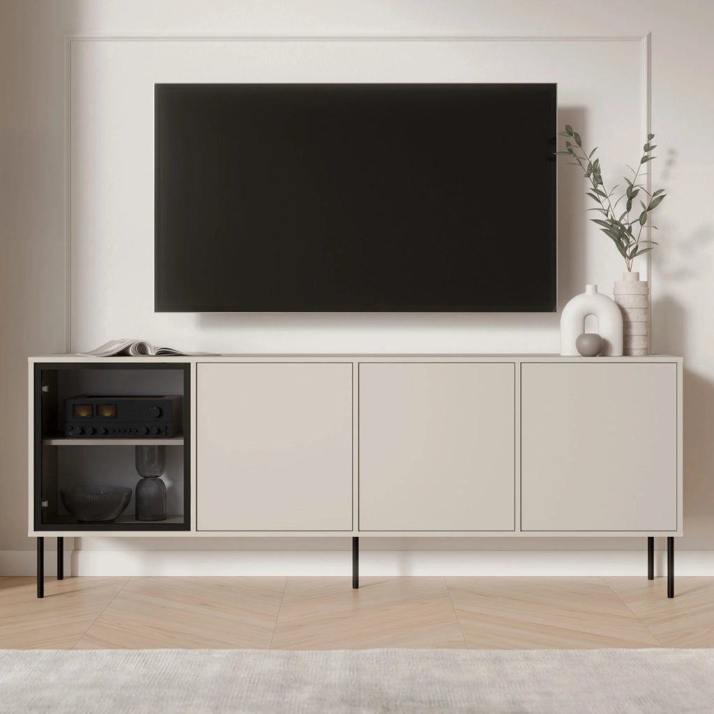 Madia Pizzo, Credenza 4 Ripiani, 200x40x75h cm Beige