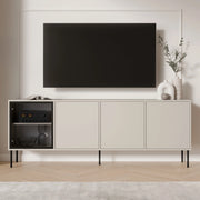 Madia Pizzo, Credenza 4 Ripiani, 200x40x75h cm Beige