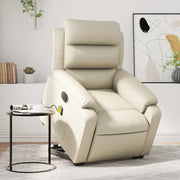 Poltrona Alzapersona Elettrica Reclinabile Crema in Similpelle 3205064