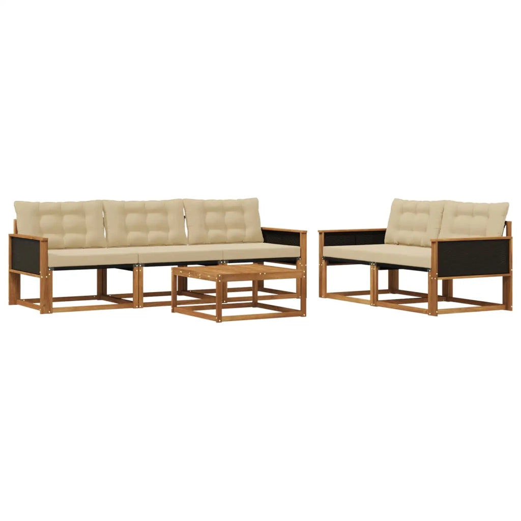 Set di divani da esterno con cuscino 6 pcs Naturale e Beige 3381241