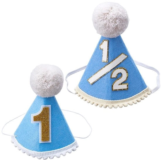 Cappelli di Compleanno 2 Pezzi - Cappello di Pizzo - Cappello di Mezzo Compleanno - Cappello Unisex - Decorazione con Pailletti d'Oro - Forma di Cappello Comoda - Regalo di Compleanno