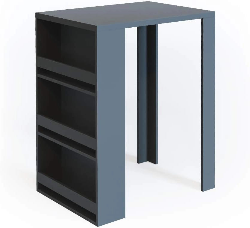 Tavolo bar alto, Antracite, 57 x 80 cm, con ripiani aperti per una conservazione salvaspazio