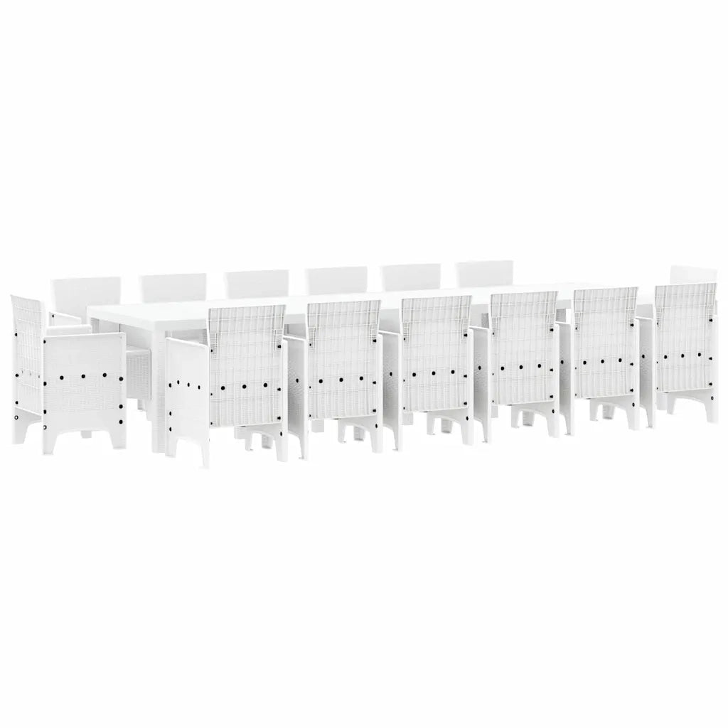 Set da Pranzo per Giardino 15 pcs Bianco Rattan Polt 3378642
