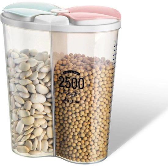 BPA-vrije verzegelde bewaardozen 2,5L, 2-rooster doorzichtige bewaardozen, luchtdichte bewaardozen per 2,5L