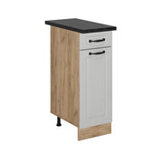 Mobiletto base per cucina R-Line Bianco rustico/Rovere dorato 30 cm, PL Antracite Vicco