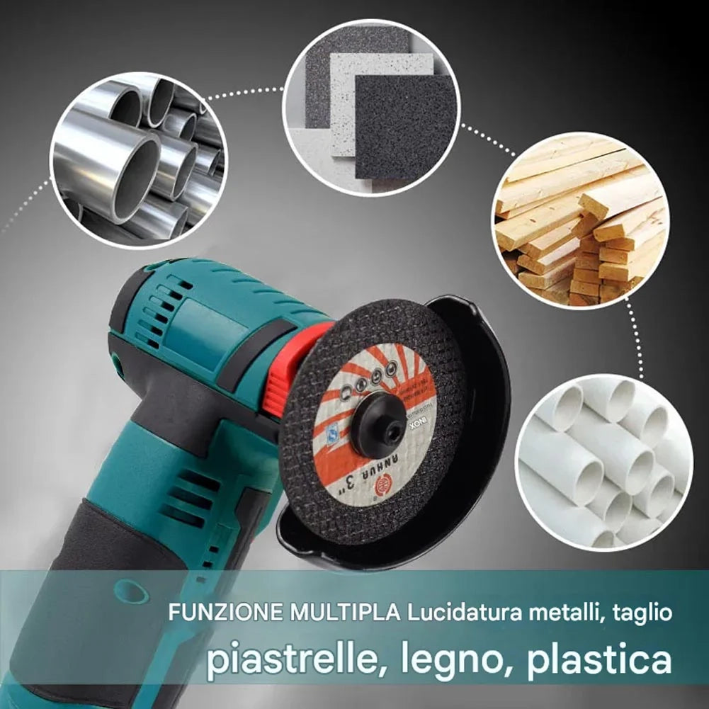 Smerigliatrice Angolare 19500 Giri/Min con Doppia Batteria e 2 Dischetti da 3"
