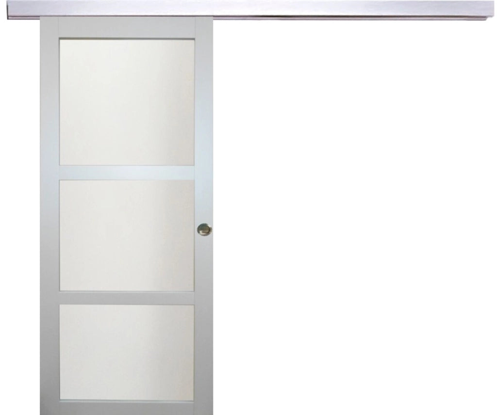 Modello 'Greyria' Porta scorrevole grigio chiaro per abiti + binario in alluminio + 2 scocche
