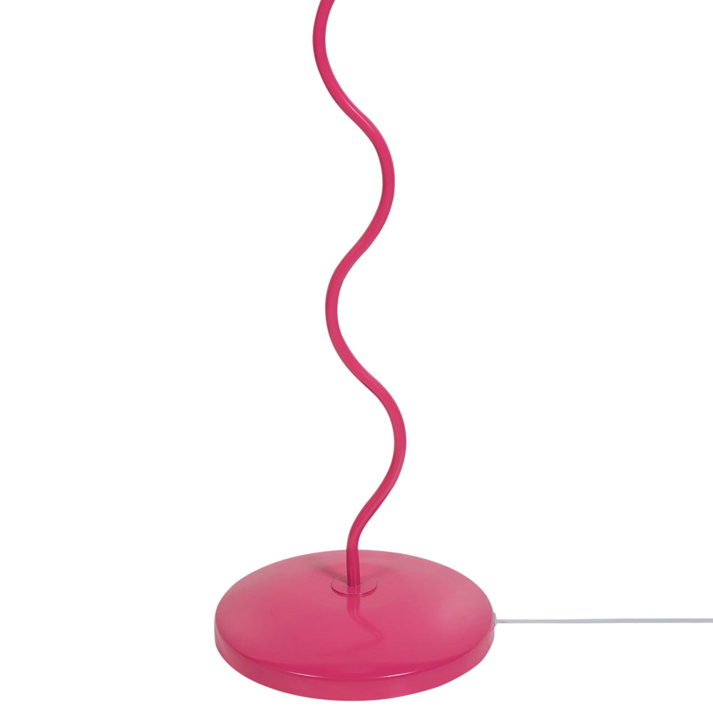Lampada da terra Base metallica bianca e rosa Paralume plissettato in plastica Stile retrò vintage