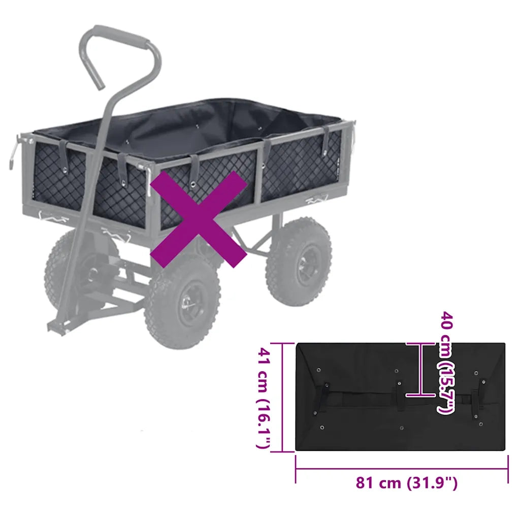 Telo per Carrello da Giardino Nero 81x41x40 cm in Tessuto 92587
