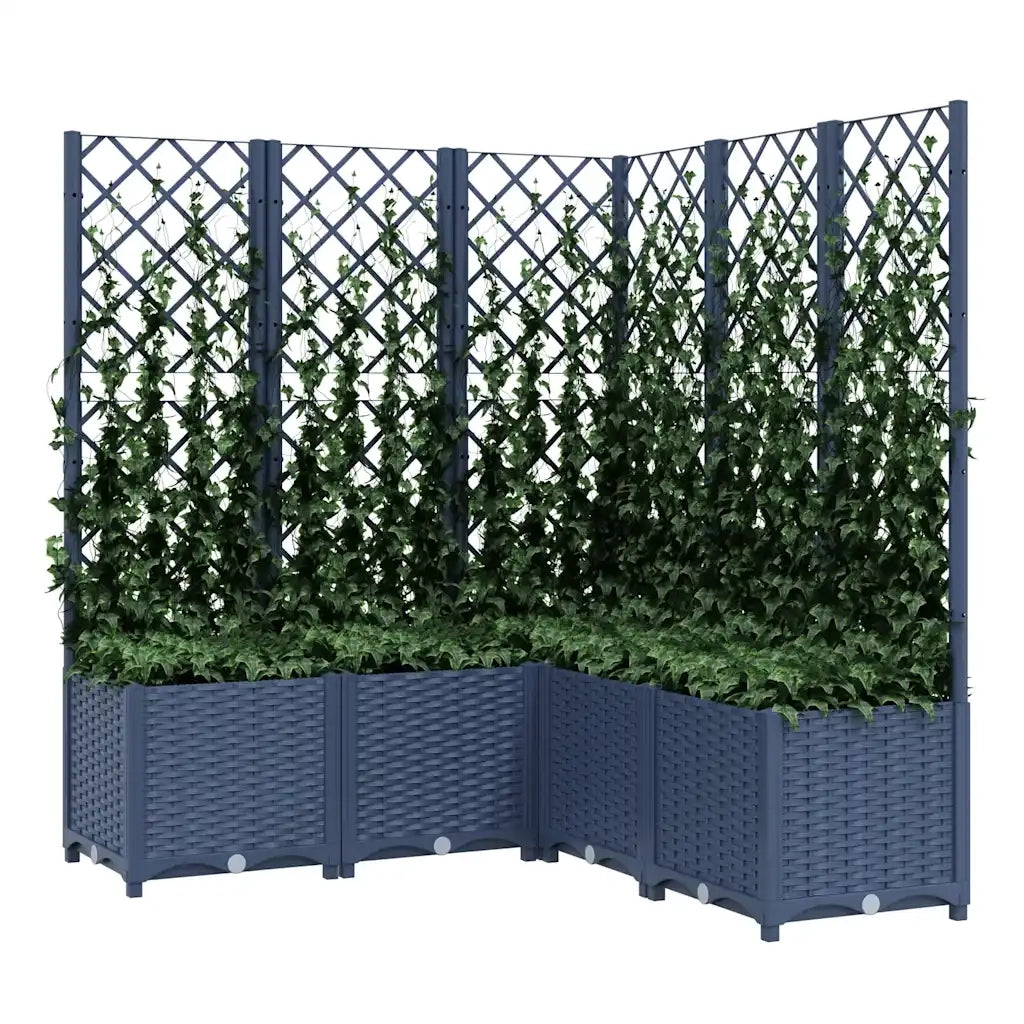 Fioriera da Giardino Graticcio Grigio Blu 120x120x136cm PP 318257