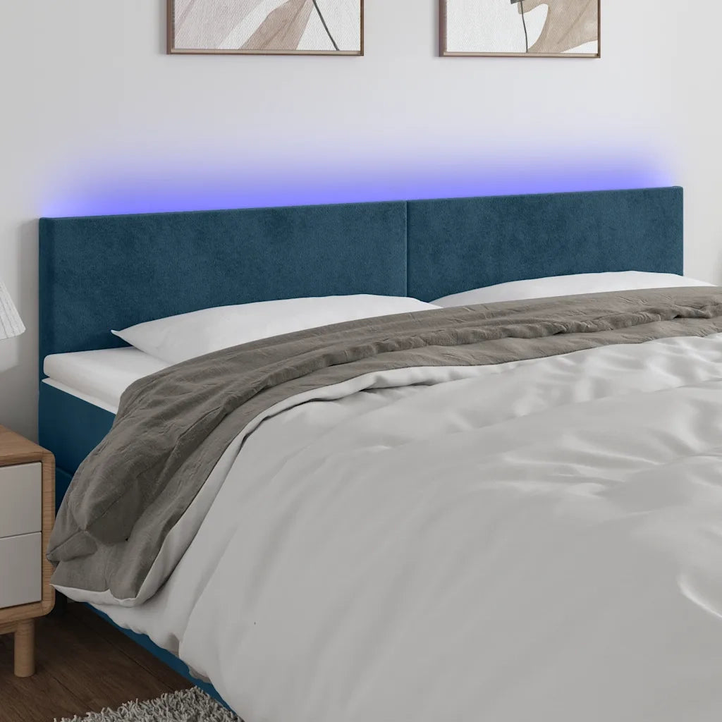 Testiera | Testata a LED Blu Scuro 180x5x78/88 cm in Velluto