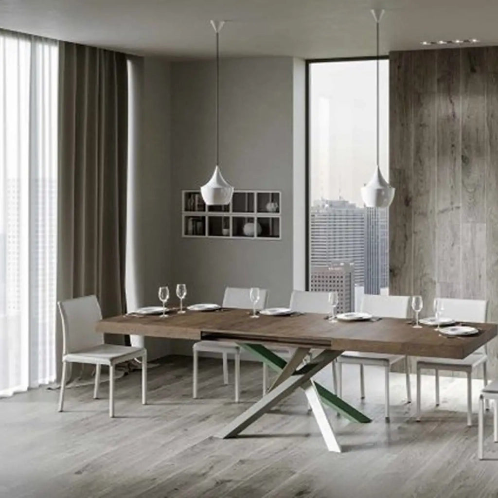 Tavolo allungabile 200/460x90 cm Volantis colore noce gambe multicolore 4/A