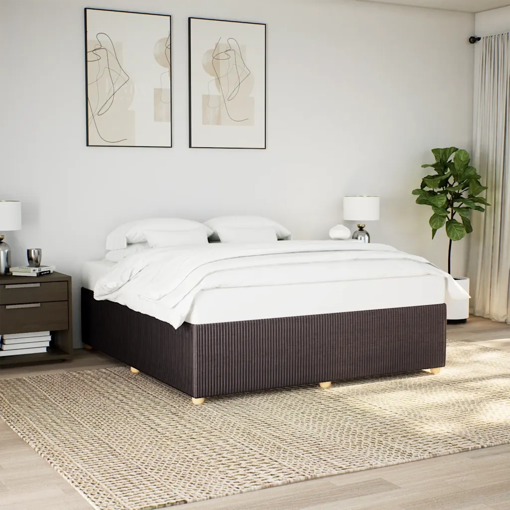 Letto matrimoniale | Letto per adulti | Giroletto senza Materasso Marrone Scuro 200x200 cm in Tessuto