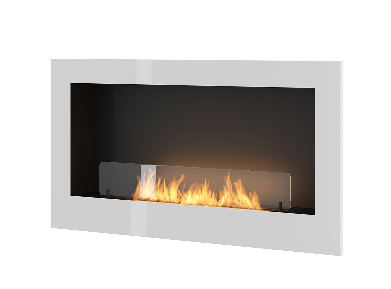 Camino a Bioetanolo da Parete 90x50 cm Inside 900 Bianco con Vetro