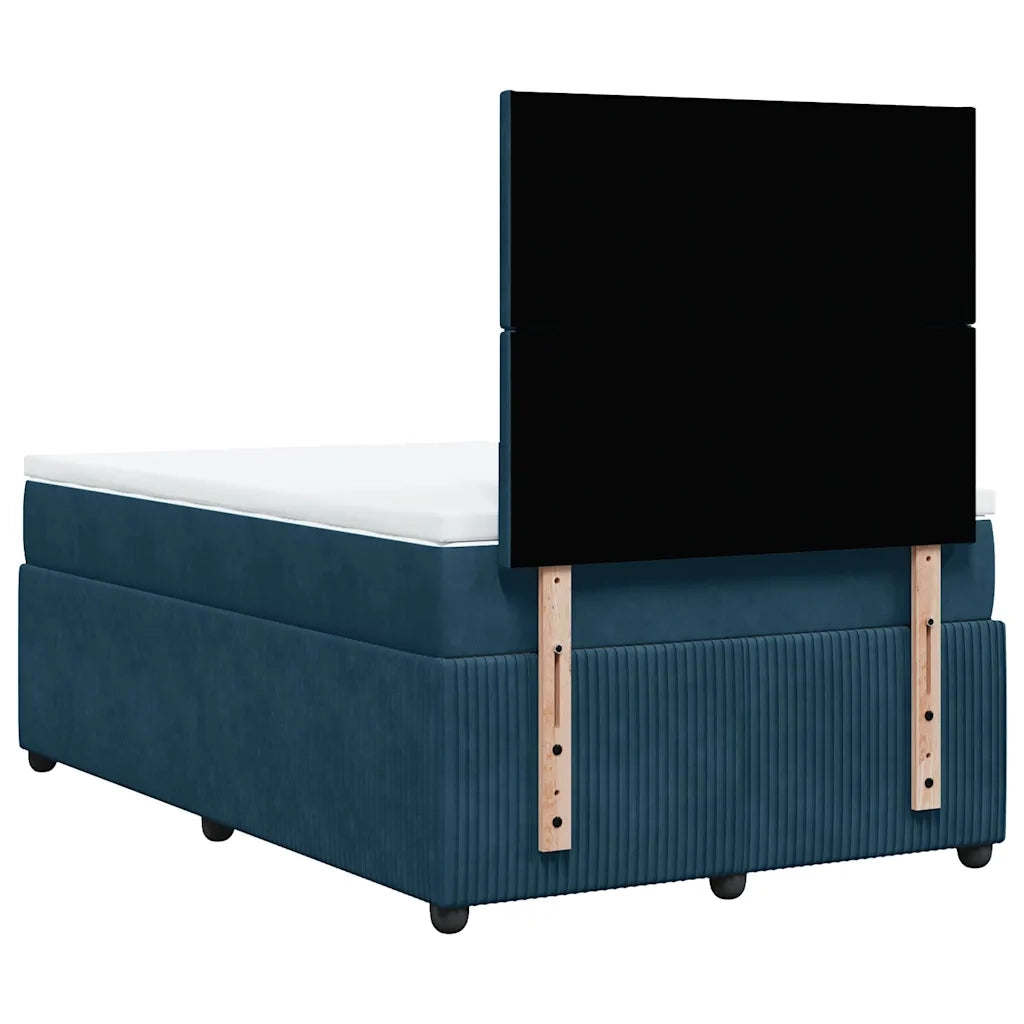 Giroletto a Molle con Materasso Blu Scuro 120x200 cm in Velluto