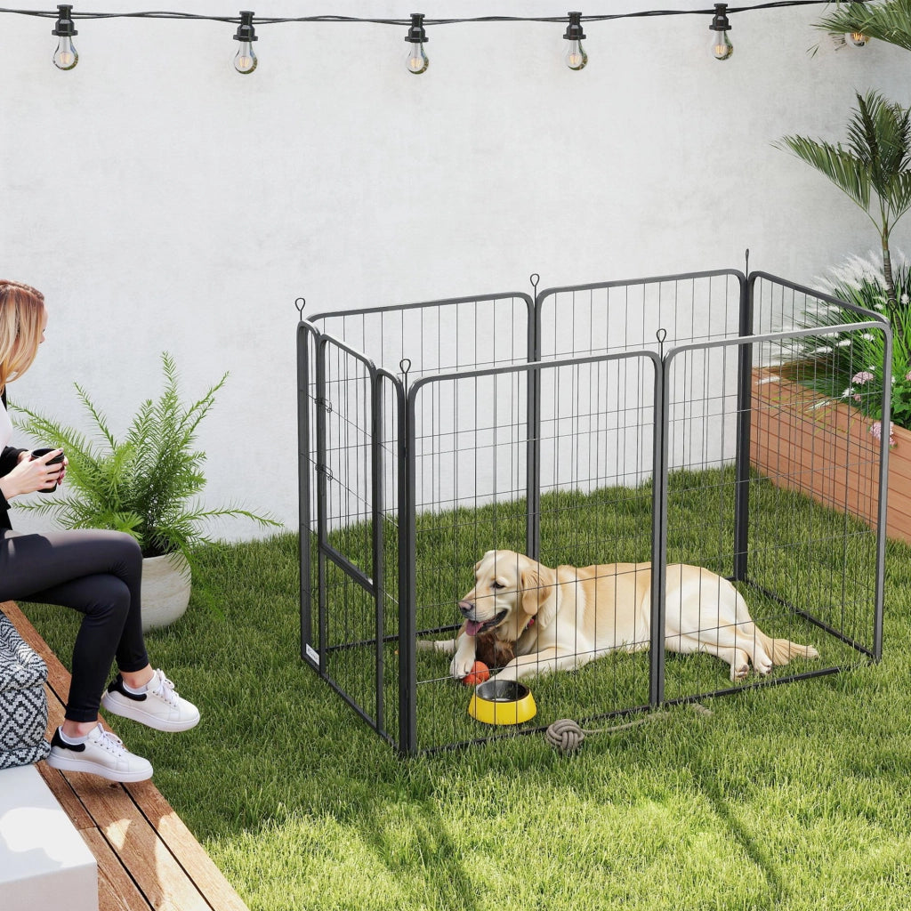 Recinto per Cani 6 Pannelli ¨C Xylo ¨C 100cm Altezza Robusto con Porta Sicura Interno Esterno
