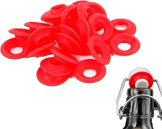 Afdichtini in gomma - cappuccina a sbalzo per bottiglie di birra - cappuccine per bottiglie di soda - 25 pezzi (rosso) .