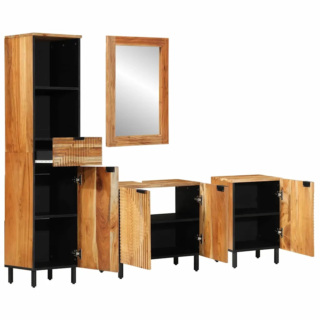 Set di mobili per il bagno con cassetto con porta 4 pcs Marrone 3310014