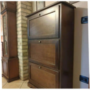 Scarpiera 3 porte capacità 21 paio di scarpe arte povera in legno massello e mdf con rifinitura in noce 79X30x130 H