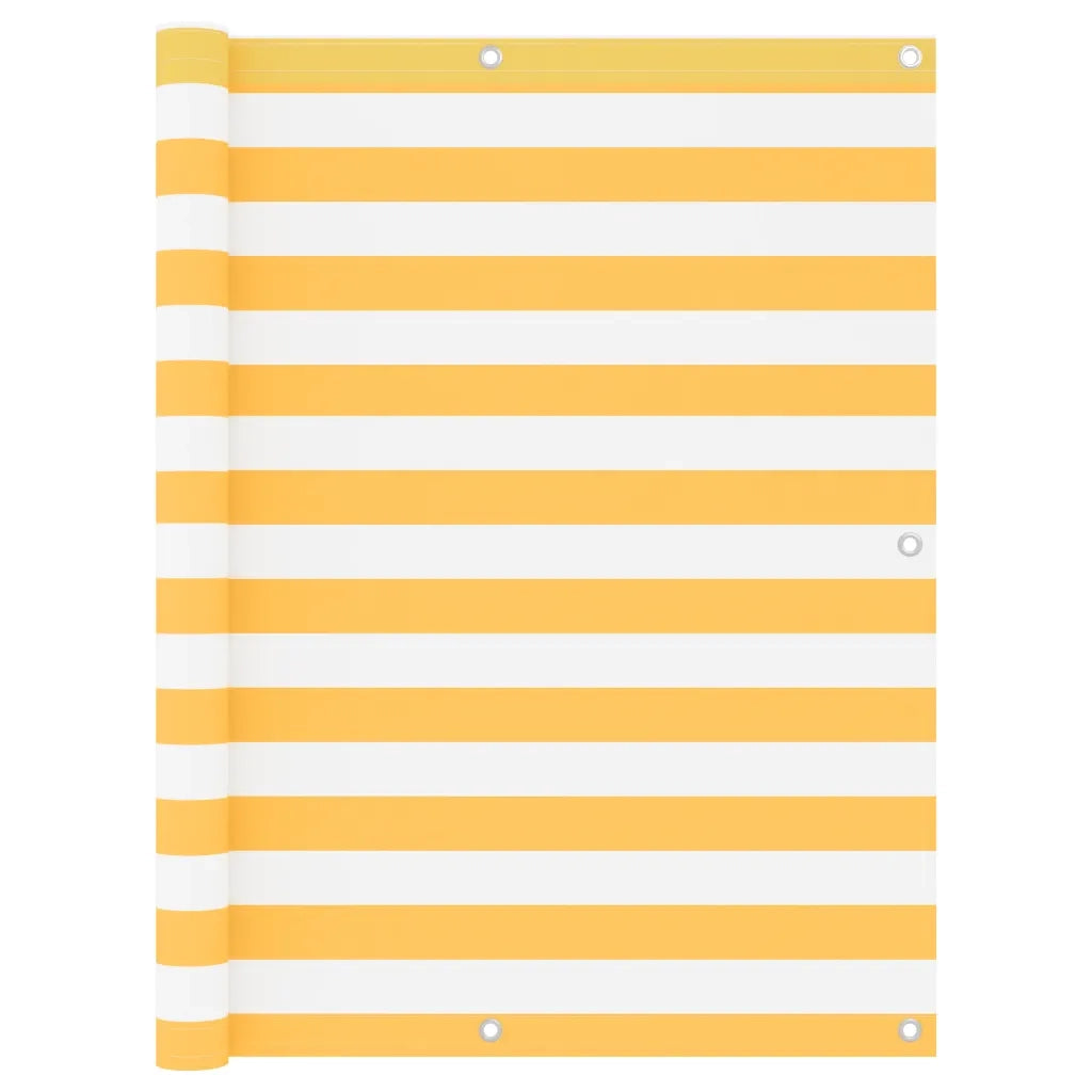 Paravento Balcone Bianco e Giallo 120x500 cm Tessuto Oxford