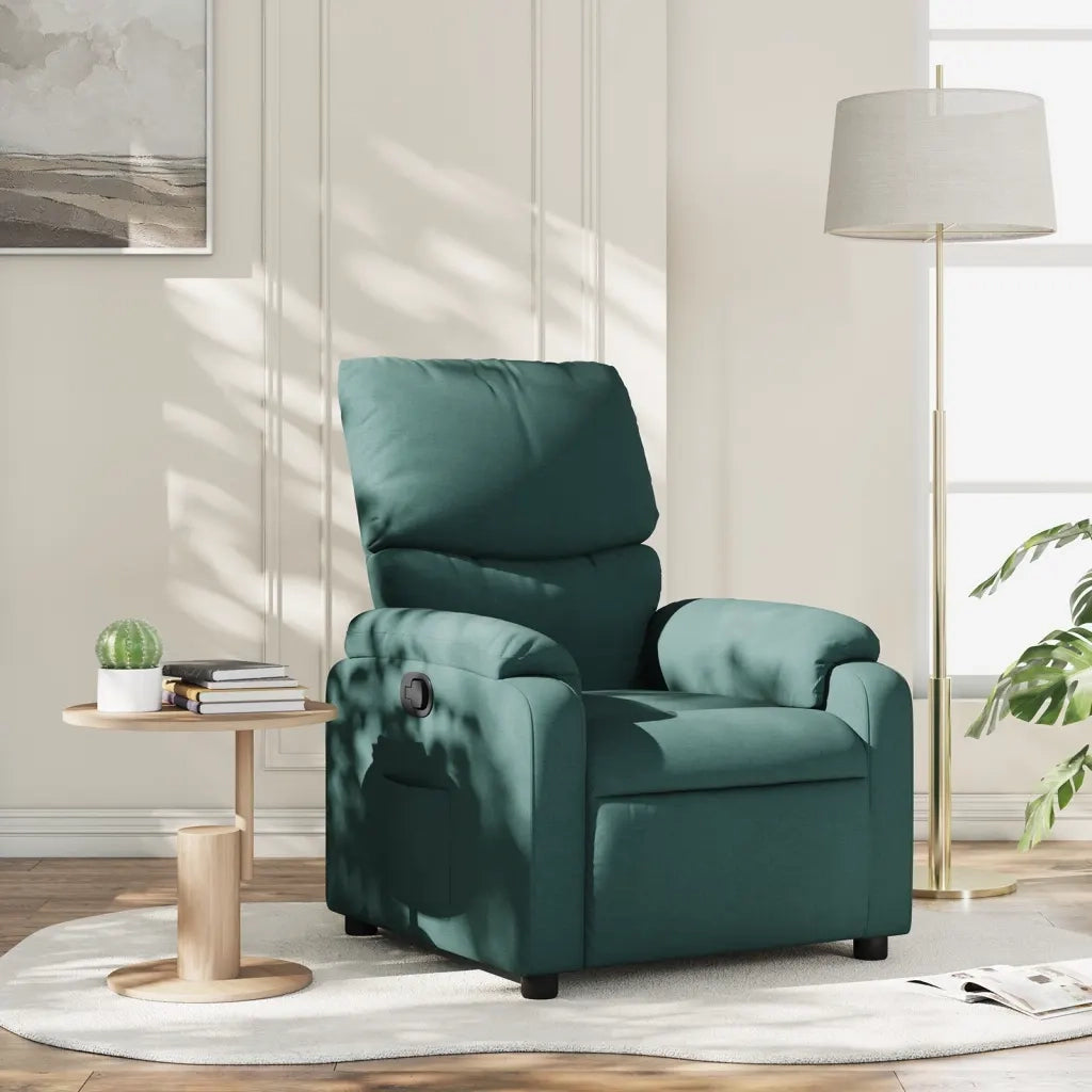 Divano Sedia-Poltrona Reclinabile in Tessuto Verde Scuro 983767