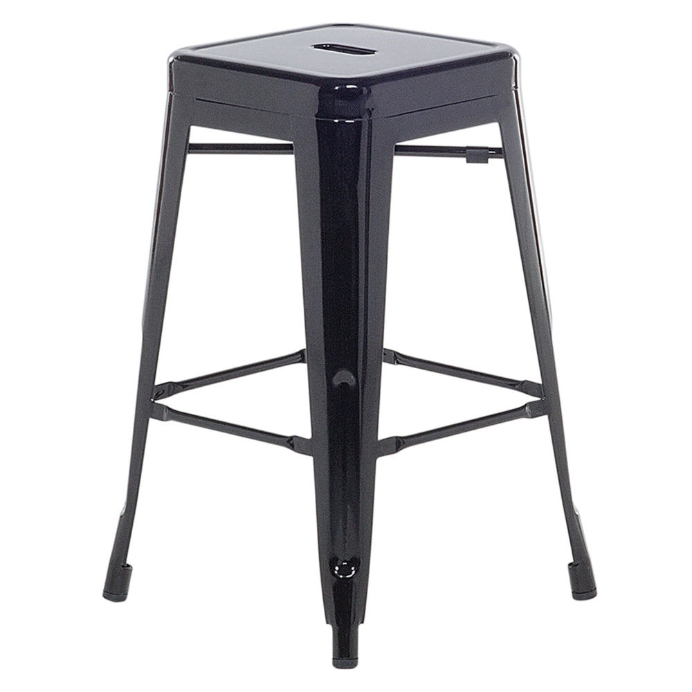 Set di 2 Sgabelli da Bar in Acciaio Nero 60 cm Impilabili Altezza Bancone Industriale