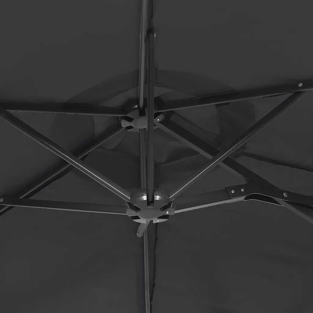 Ombrellone a Doppia Testa con LED Nero 316x145 cm 362975