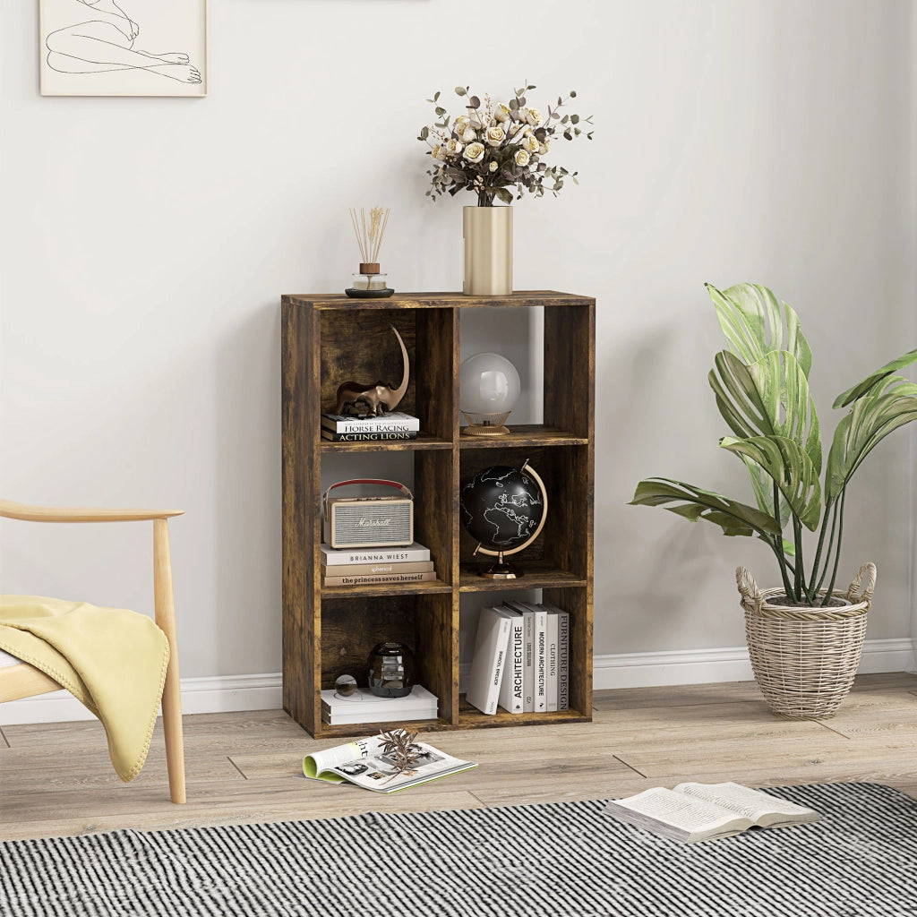 Libreria a Cubi Design Rustico 61,5x29,5x91,5 cm Rivestimento in Melamina Marrone Rustico