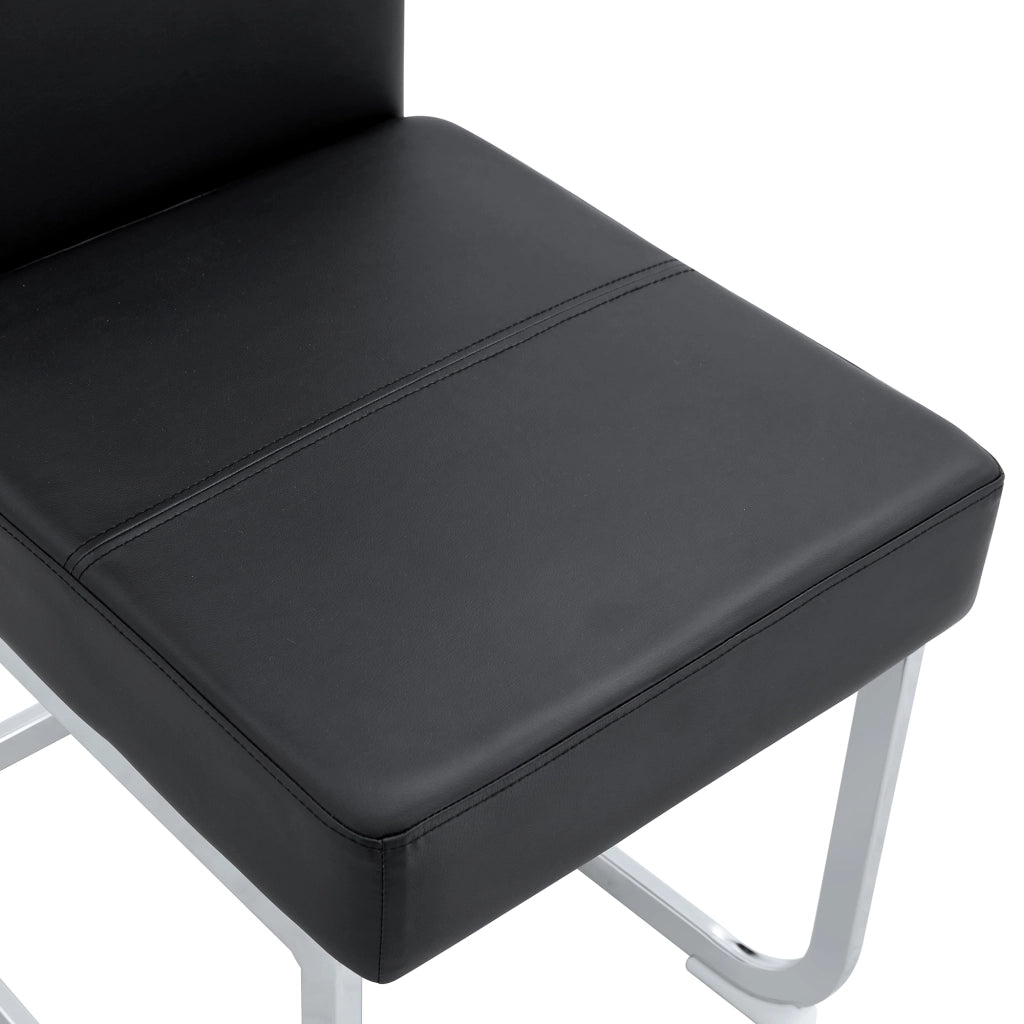 Sedia da Pranzo con Design Ergonomico e Seduta con Molle, Struttura in Metallo, in PU Nero