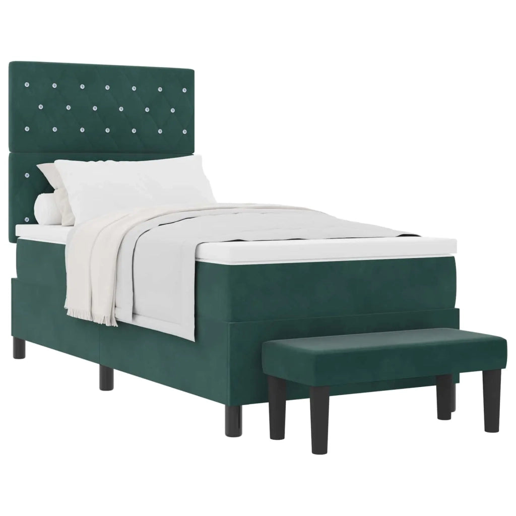 Letto a molle con materasso Verde scuro 90 x 200 cm Velluto 3344423